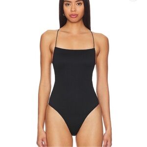 AllSaints Tilly Shirred Black Bodysuit Size 2